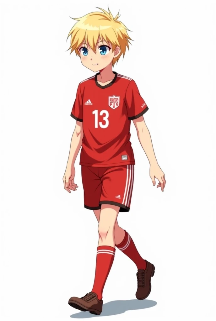 (((official art,Ultra-fine illustration,High resolution, 最high quality,最high quality,)))high quality, become familiar with, (little boy),12 years old, A young ace striker male idol with a super cute face,A boy as beautiful as Planding, long legs, thighs, feet, (There is no swelling in the chest), 、(((Vulgarity))),((blonde short hair))、(golden hair、short hair)、((brown skin:1.5)),(Tight shiny white and green soccer uniform bodysuit),Ultra-fine painting, ,service shot、bulge in crotch、 (tight and shiny spats), (soccer socks), lawn area, (厚いthighs)、(((soccer field in the park)))、((Saucy、))、grin and laugh、tongue licking、feetを広げて,