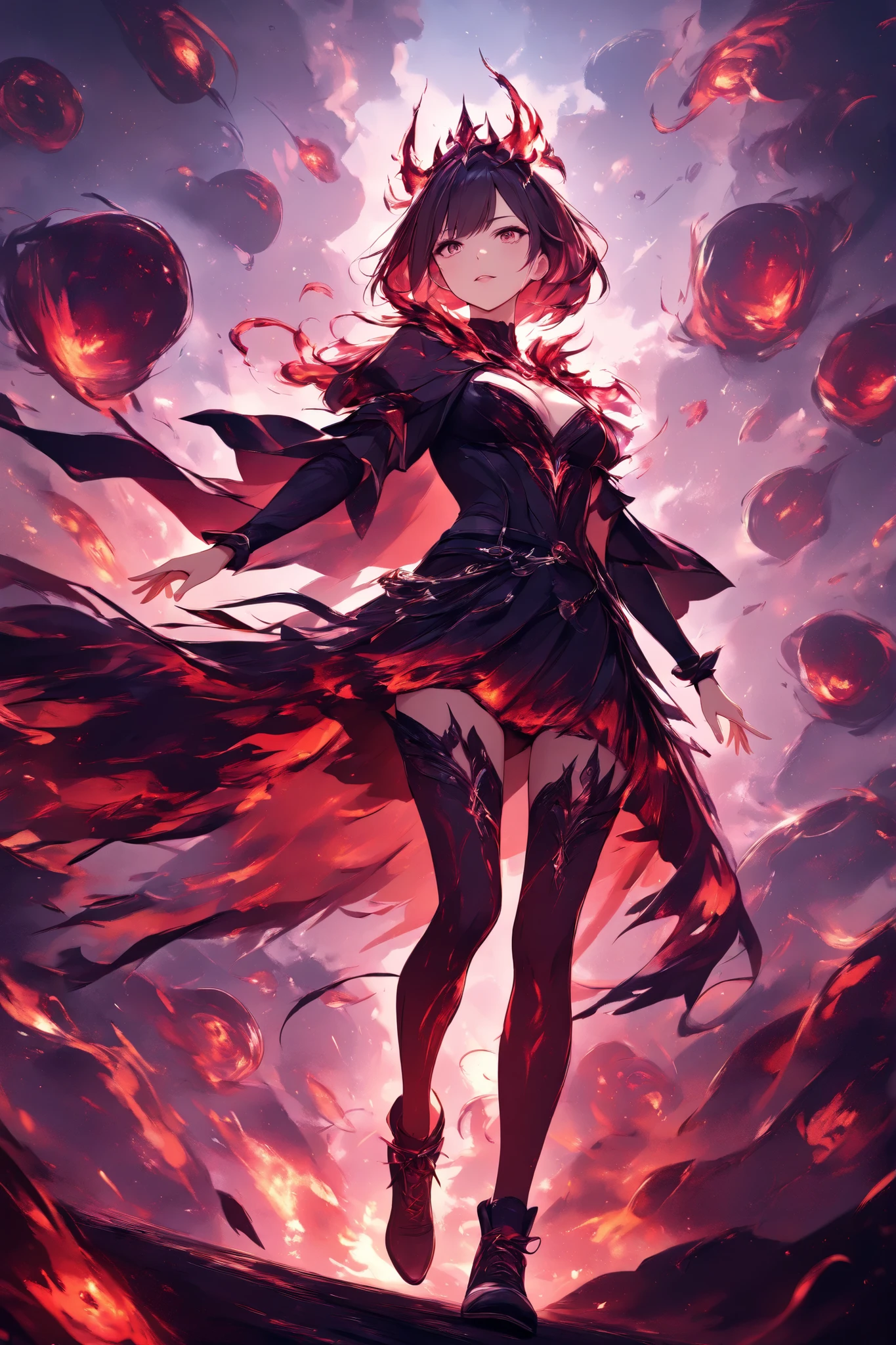 (masterpiece:1.2),(Max Video Quality),(top quality),(breathtaking work),(ridiculously absurd:1.2),pale shade、Girl running in flames、Desperateの顔、Horizontal position、Depiction of running、Desperate、Hessho、Express impatience and anxiety