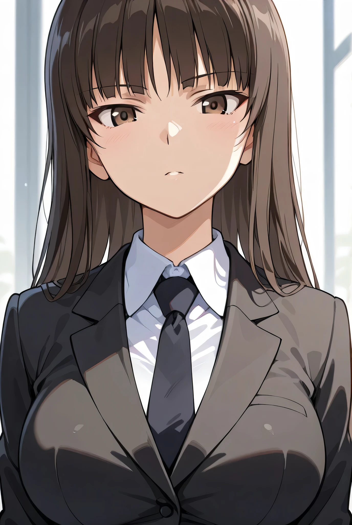 nishizumi shiho,suit,indoor,face focus,front view,looking at viewer,