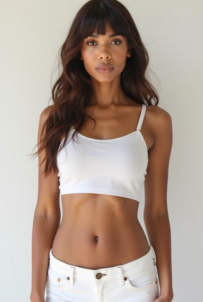 beautiful young girl, Nude, White T-shirts, surreal, 21 years old, model body, small breasts very small breasts, beautiful breasts, middle hair, curly hair, long legs, 8k, sunlight, environmental lighting, and a great background, model body shape
