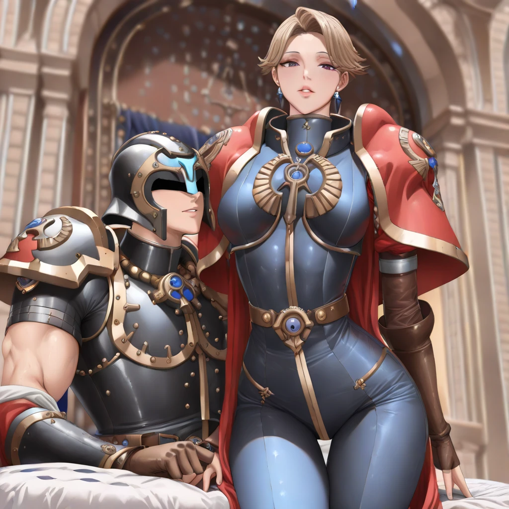((multiple thick body mature women age 40 American milf super model)) wearing Asgardian outift, show bare breasts and nipples hanging out (((1man 1woman, smothering breast on face, head between breast, woman sit on top man lap))) smiling looking at viewer, castle balcony