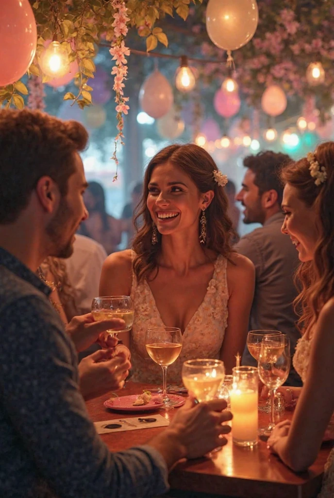 couple in love having cocktails at a trendy restaurant, background and the vibe is young, fun