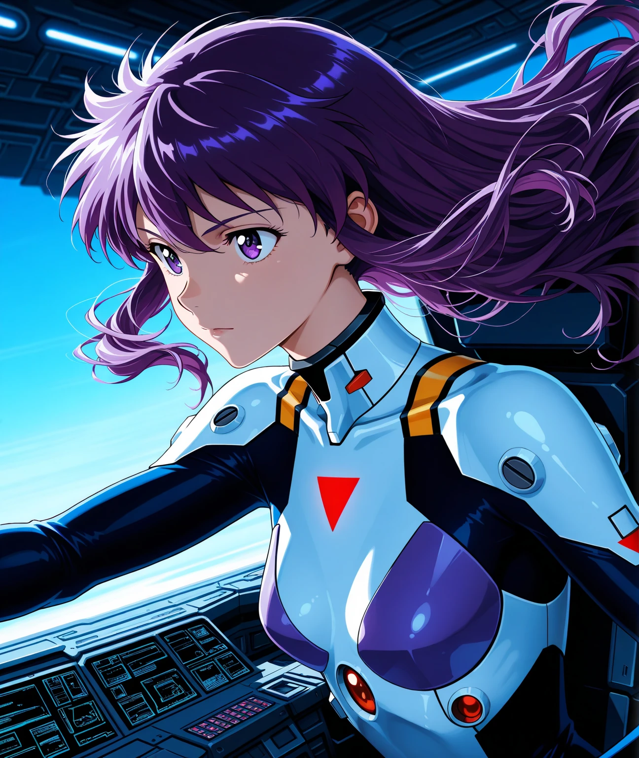 ((Female pilot in the cockpit of a reconnaissance plane), (airplane cockpit), (in flight), (10000 feet altitude)、(sky view):1.7),, short hair, street, emo, PINK hair, white eyes, eyeliner, apocalypse, girl, nside the (cockpit:1.9) of a (futuristic spaceship:1.6), , blush,sitting on a chair, covered navel, space helmet, muvluv, space helm, plug suit , space helmet, eva helm, space suit, short hair, from side, SMILE, VISOR HELMET, FULL BODY