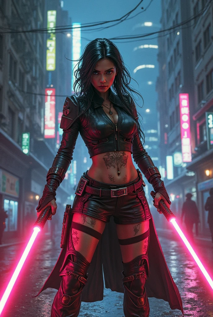 Akali with scythe and neon kunai