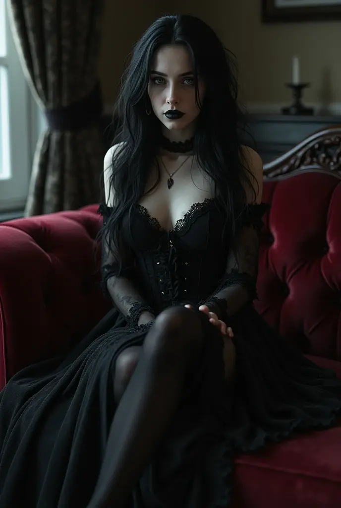 a very sensual female character, more sensual, appearing semi-naked from the Gothic style with a full body , long hair and very beautiful, a lot of sensuality