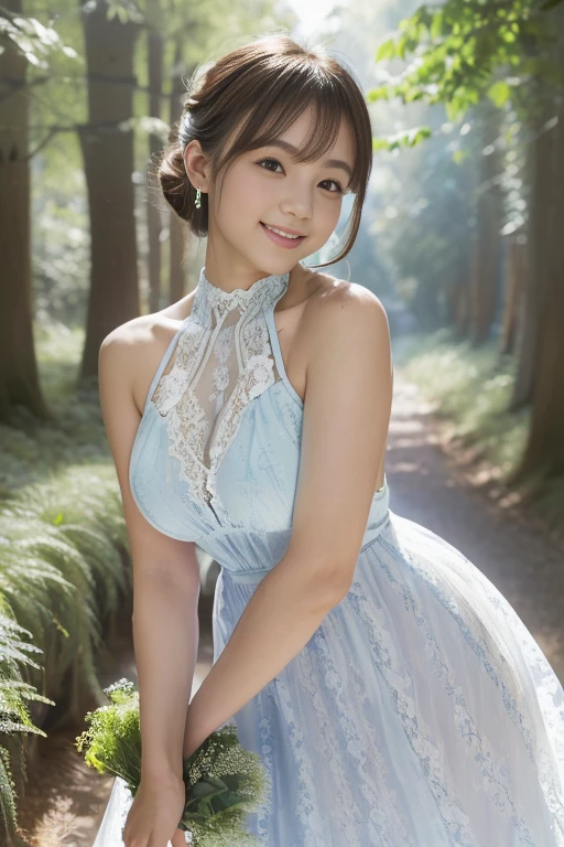 (Best quality, 8k, 32k, Masterpiece, UHD:1.2),Photo of Pretty Japanese woman,(sad smile,blush:1.1),looking at viewer,(beautiful detailed dress skirt:1.2),detailed legs,(spread legs:0.9),(lace panties:0.9),(wind lift:1.5), full body,windy,city,outdoors