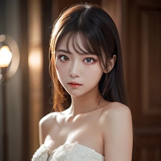 Best Quality, Masterpiece, Ultra High Resolution, (Realisticity: 1.4), Original Photo, 1girl, Pink Off-the-Shoulder, Cinematic Lighting