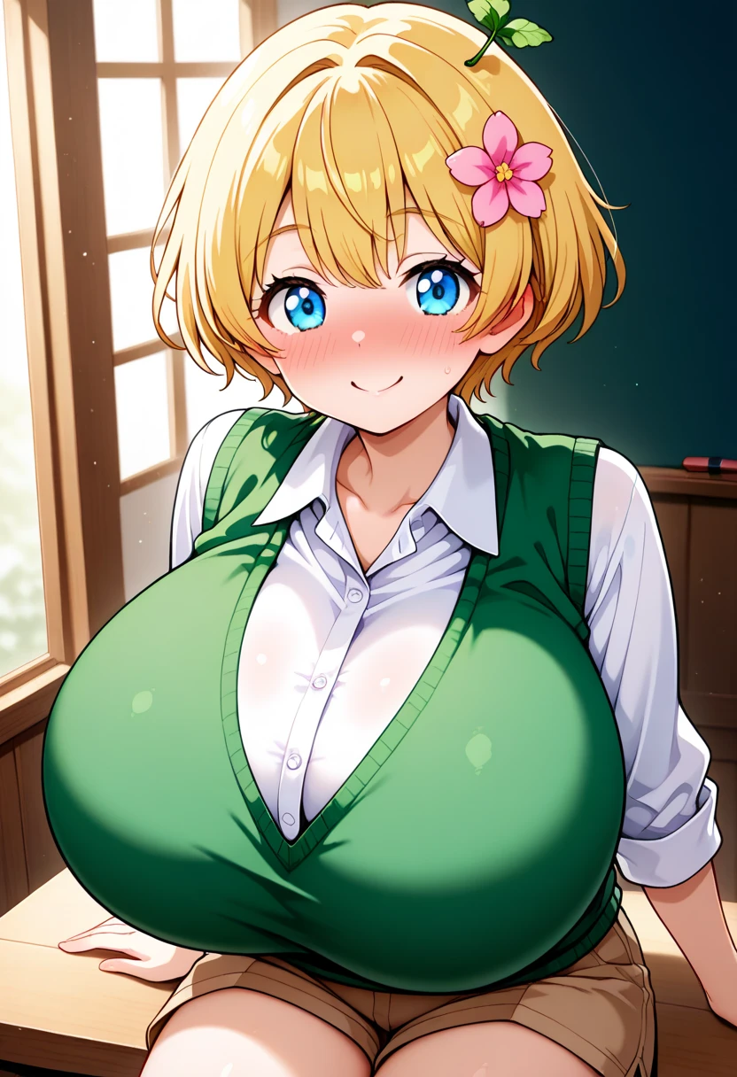 score_9, score_8_up, score_7_up, BREAK
GreenDress_Carrot_ownwaifu, 
1girl, blonde hair, rabbit girl, short hair, furry female, rabbit tail, animal ears, brown eyes, rabbit ears, buck teeth, large breasts, animal nose, body fur, white fur, collarbone, bare legs, colored skin,  
dress, green dress, short sleeves, puffy sleeves, bow, cleavage, puffy short sleeves, frills, green shirt, short dress,
(breast lift, grabbing own breast, breast hold), indoors, sidelighting, <lora:PONYXL_ONEPIECE_Carrot_ownwaifu:0.85>, solo,