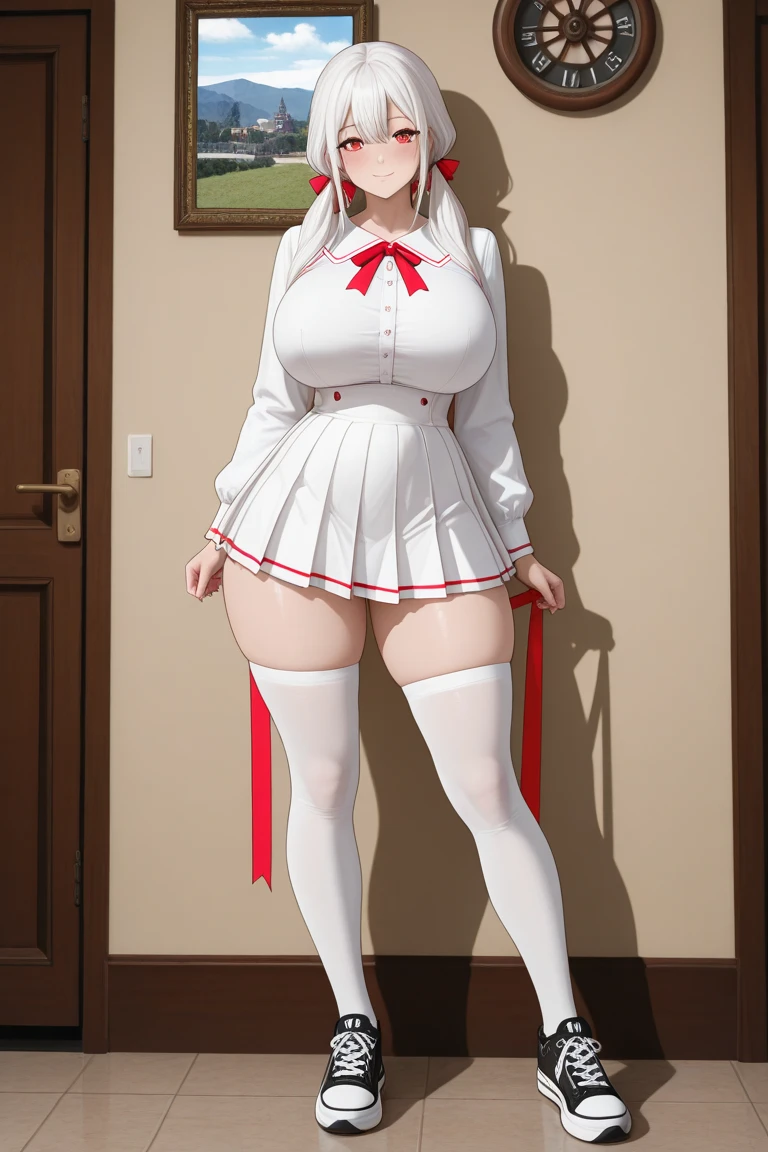 masterpiece, best quality, highres, highly detailed, mikuru1, 1girl, asahina mikuru, solo, beautiful detailed eyes, blush, full body, corset, very short frilly skirt, thigh highs, elbow gloves, high heels, standing, doorway