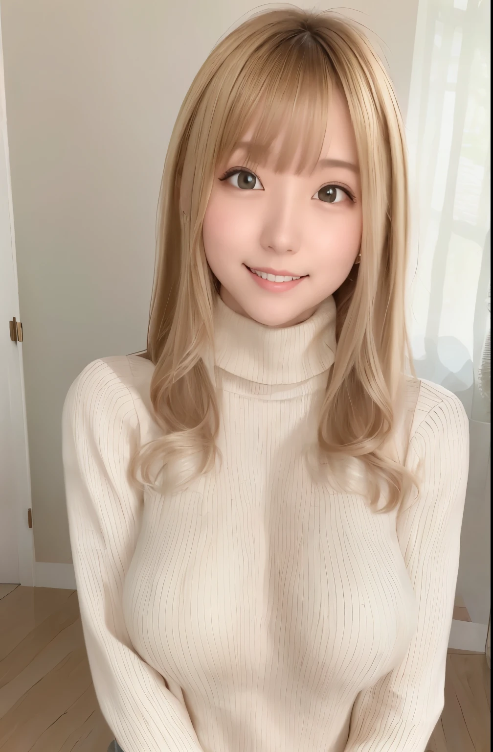 (masterpiece, highest quality:1.2), 1 girl, alone ,(huge breasts),,NSFW, embarrassing, ,, ((((turtleneck sweater.)))),