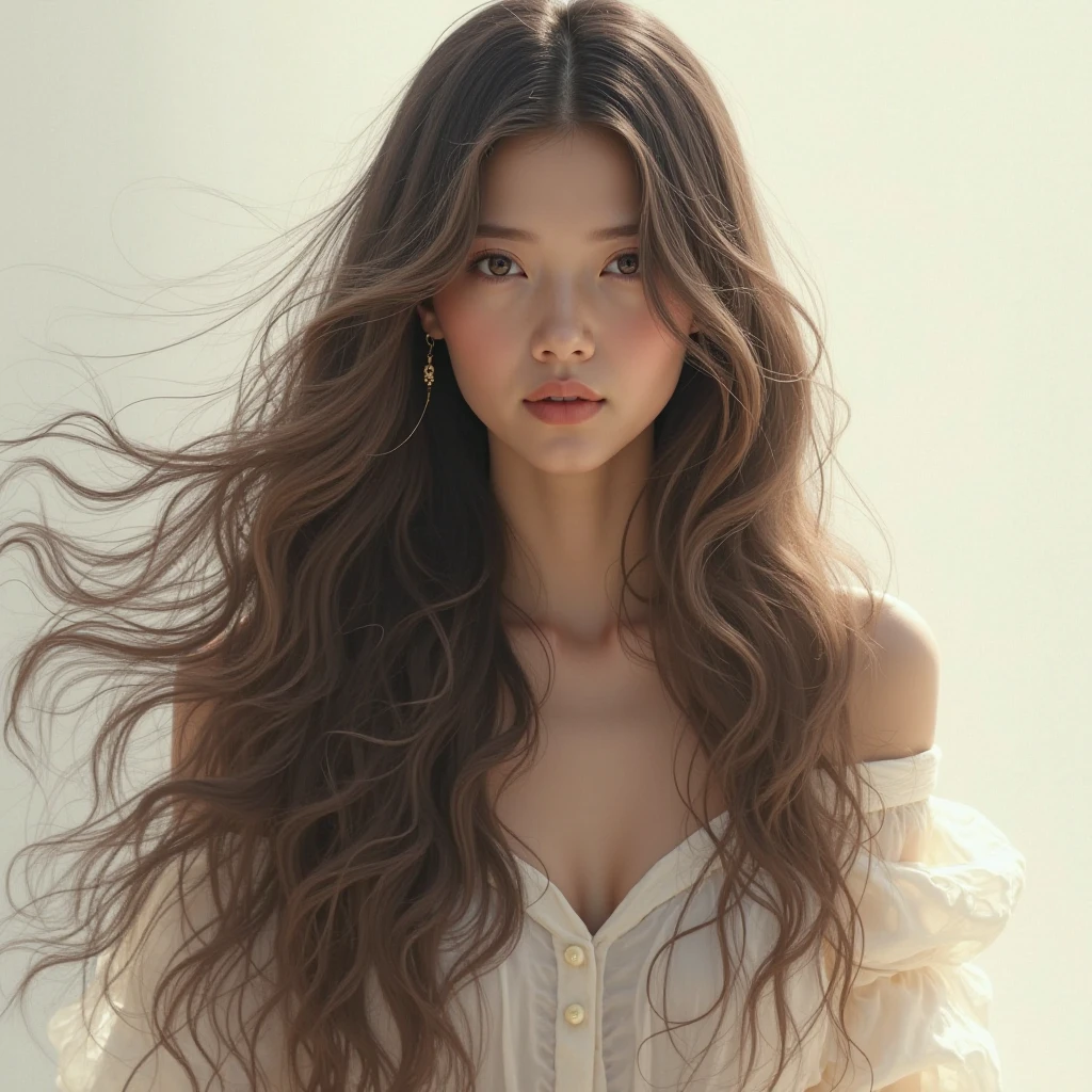Asian woman with long brown hair posing for a photo, linda mulher sul-coreana, linda jovem coreana, Jinyoung Shin, Heonhwa Choe, linda jovem coreana, bae suzy, Ulzzang, jaeyeon nam, coreana, asian girl com cabelo comprido, taejune kim, modelo de moda feminina coreana, com cabelo comprido