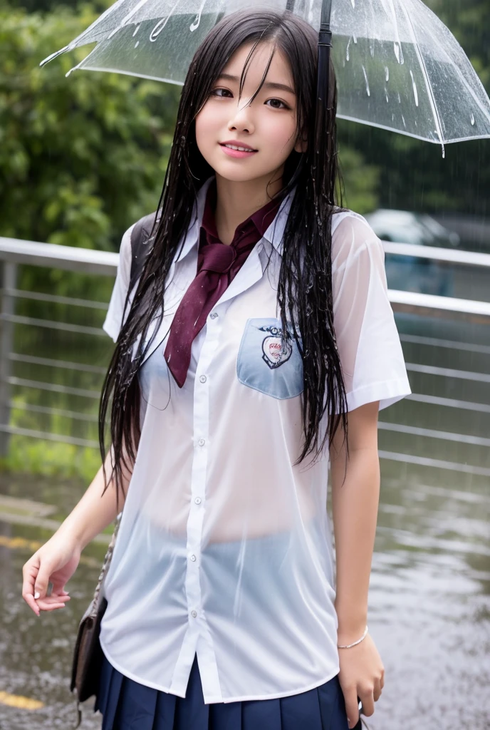 girl cute girl' School)、School playground、Class President、()(Are standing:1.4),(look at the camera)、(alone)、(surreal), (shape), (High resolution), (8K), (very detailed), (best shape), (beautiful and detailed eyes), (highest quality), (Super detailed), (masterpiece), (wallpaper), (detailed face),(((one girl)))、(((looking at the viewer:1.2)))、innocent smile、cute smile、a little chubby face、(gentle smile:1.3)、surrealな、(Big eyes)、(double eyelid)、(((high School girl uniform))),((highest quality、8K、masterpiece:1.3))、whole body、from below:1.2、panty shot:1.5、(ultra High resolution:1.2)、big breasts、(white skin:1.2),(bright lighting)、(((Skirt flips up and panties are visible 1.2)))、Mr..々Colored panties、(Korean、Japanese、Chinese:0.3)、(((My uniform got wet from the rain:1.2)))、The pink bra is transparent 1.2