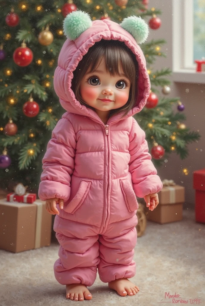 cartoon style <lora:SDXLChristmasSweater:0.8>,christmassweater,portrait,whool hat,Highly detailed,Dynamic shot of an adorable baby child,chibi,christmas backround,high quality,beautiful masterpiece,glowing sparkles,bokeh,complex composition,illustration,drawing art,greg Rutkovsky,<lora:add-detail-xl:1>,
