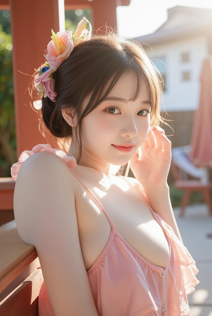 masutepiece, Best Quality, Illustration, Ultra-detailed, finely detail, hight resolution, 8K Wallpaper, Perfect dynamic composition, Beautiful detailed eyes , the beach, Sexy face,Face feeling ecstasy,Face at the peak of sexual arousal,face of a woman feeling ,beauty legs,Colossal tits