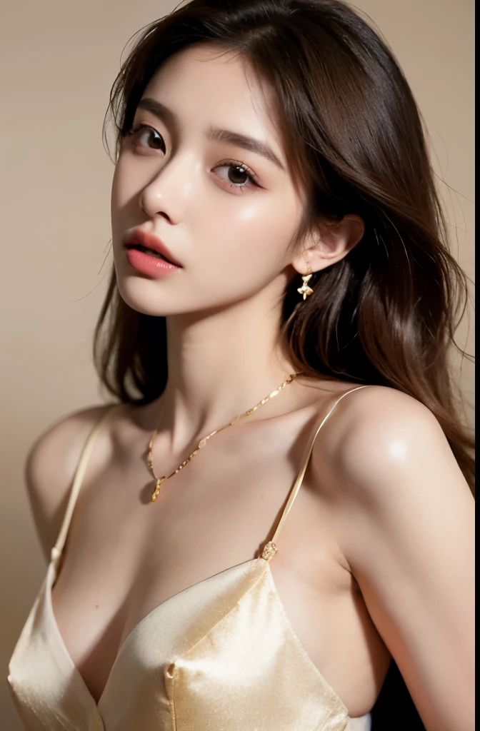 (masterpiece:1.3), (8 thousand, realistic, RAW photos, best quality: 1.4), (1 woman),(very sexy), (Beautiful makeover), (유난히 아름다운 realistic 얼굴), (Build a beautiful body) , (long eyelashes), (double eyelid), (black hair. parted, long hair:1.3), (아름다운 parted스타일), (Realistic and truly beautiful and delicate eyes), (beautiful and big breasts), (realistic and beautiful skin), (absurd), (attractive), (ultra high resolution), (extremely realistic), (very detailed), (golden ratio), (necklace), (earring), (So beautiful and sexy)