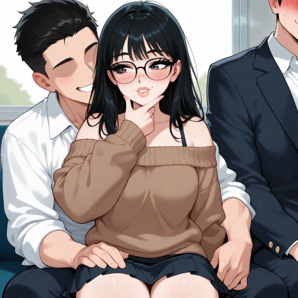 50 year old mature adult woman、Men holding penises and surrounding a girl、Teasing Smile、、From the penis、in the train、Bukkake for girls、Thick thighs crowded together、Plump Mature Woman、Knit dress、Licking the penis、Glasses、Ugly