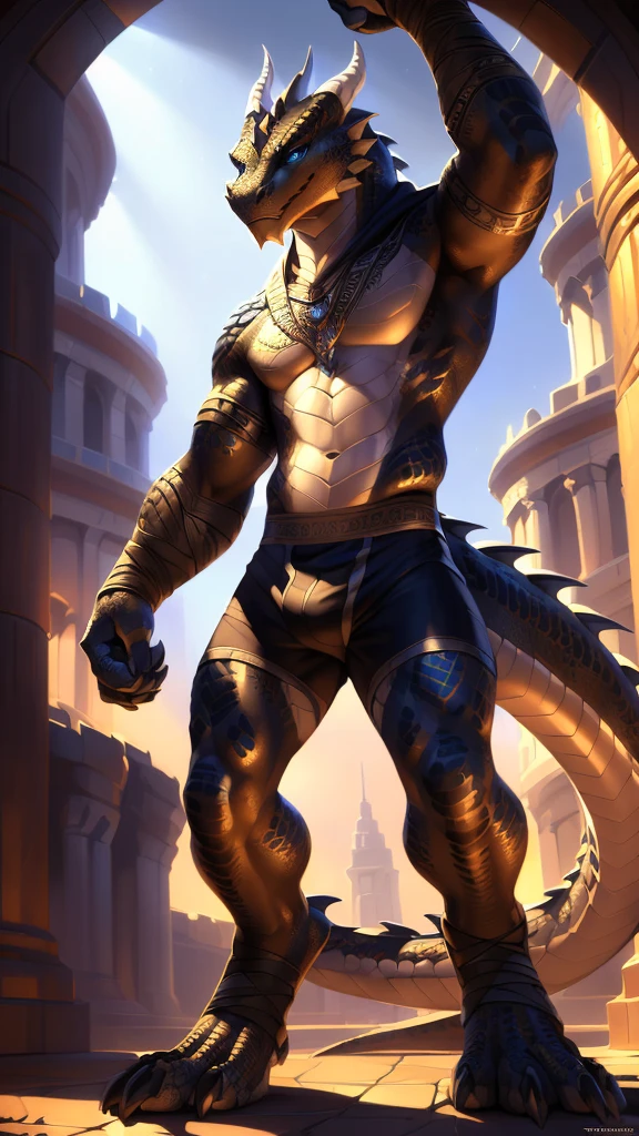 4k, ,8K, A high resolution, best quality, perfect colors, perfect shadows, perfect lighting, posted on e621, (by Chunie, by canyne khai, by t.y.starale), male, furry, a hybrid of goldfish and dragon, Lee (/arknights/) anthro, black scales, he has the fins and scales of a carp, solo, yellow eyes, (Realistic eye details 1.2), beach, wearing tank top, wearing jogger sweatpants, Full body like, Slim body, abs, dramatic lighting, soft lighting, day, highly detail, Hair coiled, delight, Standing up position, cool pose charm, Abstract beauty, centre, nearing perfection, Dynamic, highly detailed, illustration, (Realistic background), ((Bonifasko lighting)), (Detailed eyes), perfect pupils, detail eyes, detail scales, (seductive face:1.2), fit body, fit body, perfect male figure, Detailed scale, Detailed face, Perfect face, Detailed background, (Complex), (Super Detail), (Ultra Clear), (Best Quality), ripped clothes