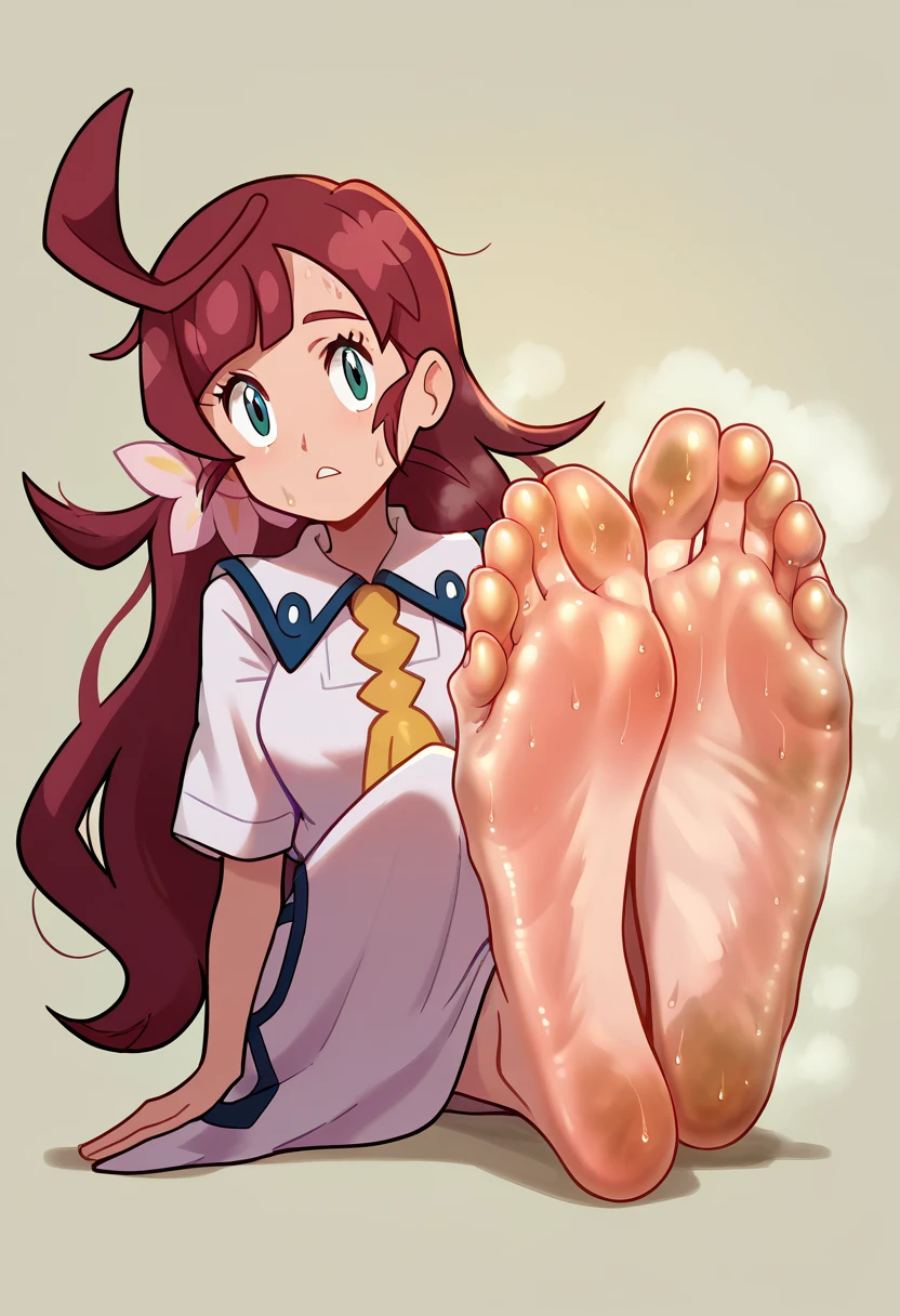 score_9,score_8_up,score_7_up,score_4,score_5,score_6,source_anime BREAK 1girl,naughty grin,takagi-san,feet,soles,gold toe ring,stretching,detailed background,