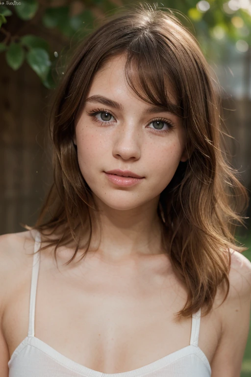 soft colors ,hyper realistic ,Soft lighting, realistic texture, photo of 20 year old woman, slightly muscular, Pale skin, plump lips, round eyes, brown eye color, very detailed, Smiling, type 2C curly hair, red hair color