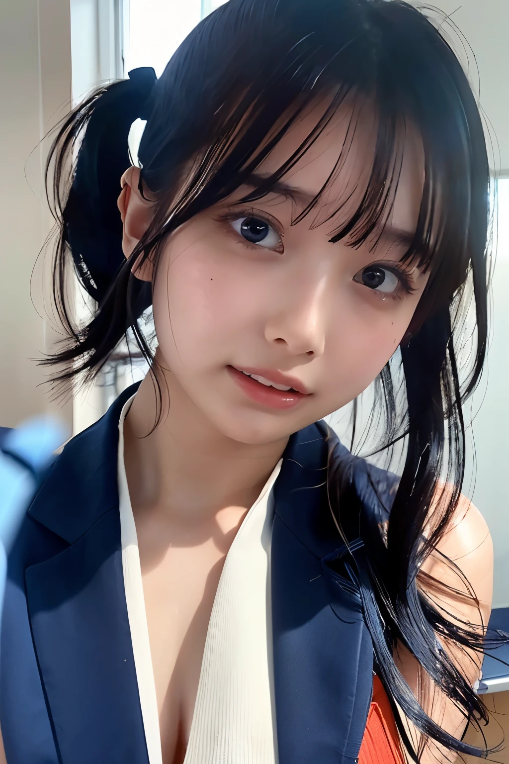 nsfw, 1girl, (solo), (selfie:1.5), (), ((beautiful anime eyes with fine detail)), realistic skin, japanese uniform,