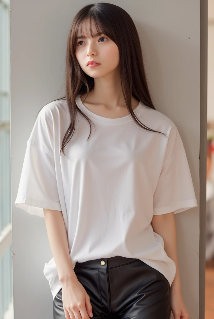 realistic, High resolution, soft light, 1 female, 25 years old, alone, hip up, (brown eyes) , Vrak Hair, long hair, jewelry, tattoo, street wear