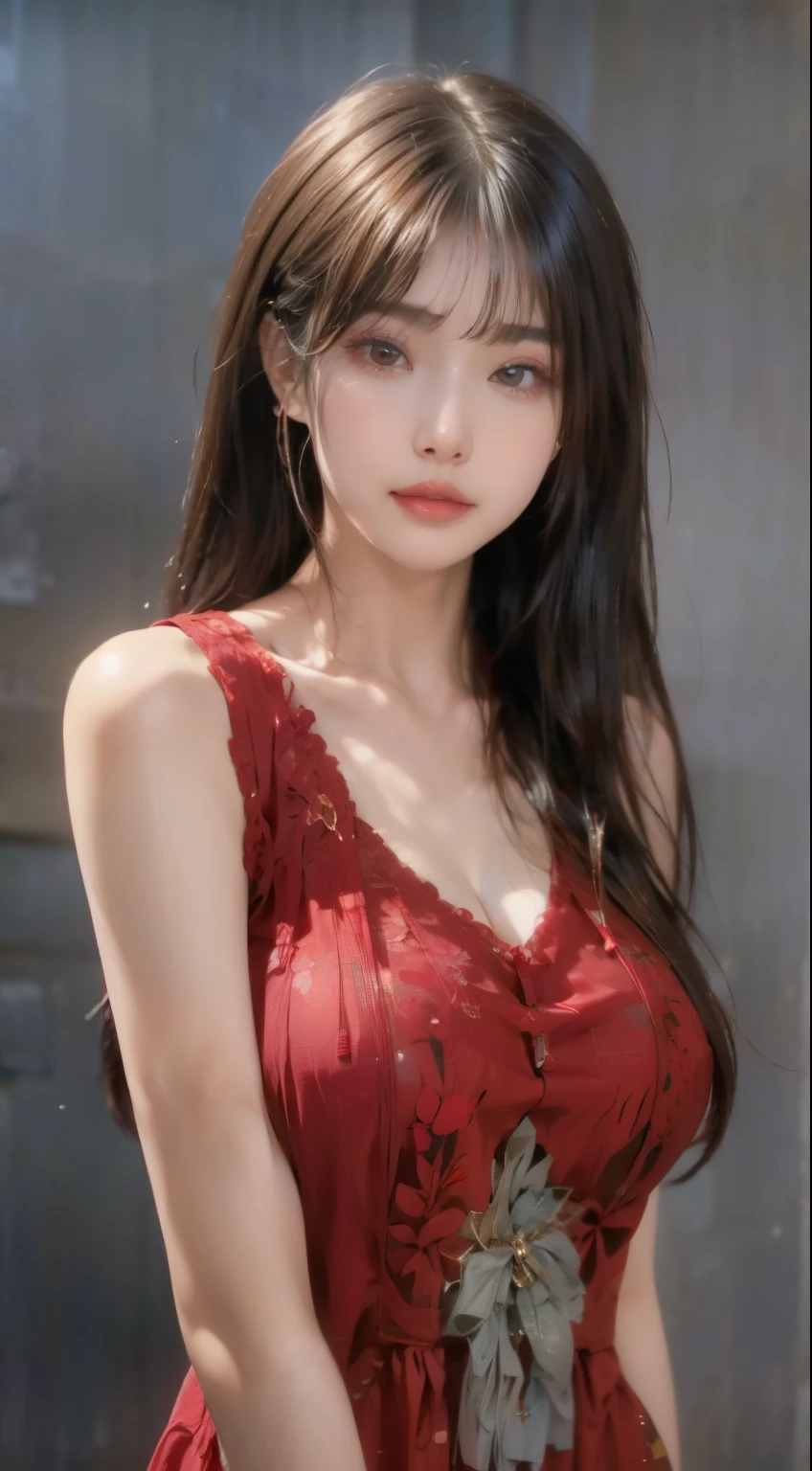 A sexy and charming Indonesian woman pokes her hand on the bed to deflect her state, legs thrown back, elegant and intellectual, confident and generous, exquisite and beautiful face, exquisite collarbone, charming fragrant shoulders, navel, full body wet photo, body facing the front, beautiful and exquisite pretty face, peach Red lips, fragrant shoulders slightly exposed, super big breasts looming, focus on the face, seductive and delicate collarbone, ultra-high resolution, tender and smooth skin, very realistic details, bokeh, Bright Background, ultra-high-definition, outstanding details, 8K, blushing face, Attractive collarbone, sexy shoulders, one person, wet bob hair, ponytail long hair, smile with teeth, clothes((designer-made luxury red see-though underwear with deep cleavage, luxury necklace):1.2), high detail, shiny skin,