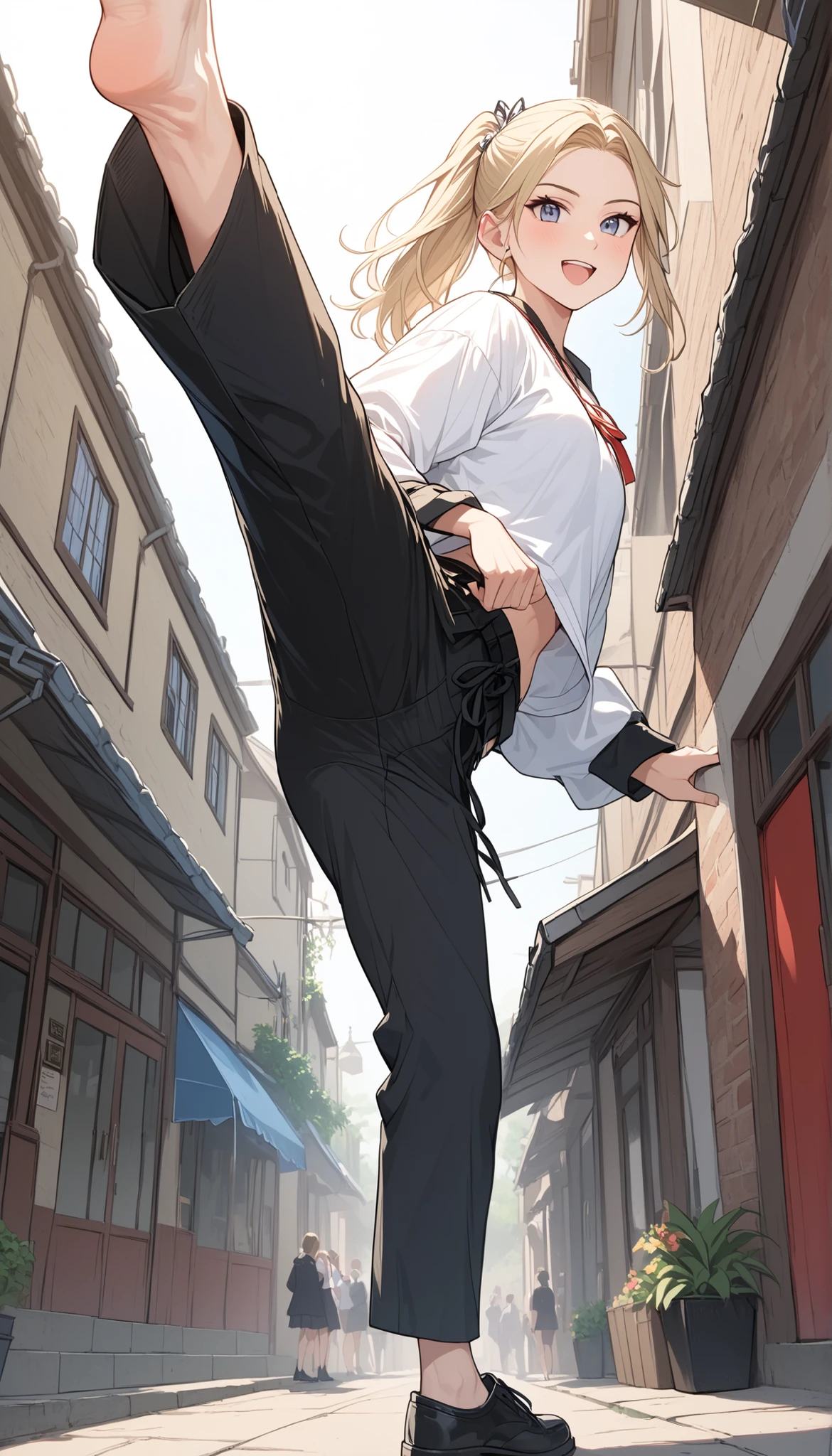 Sainjo who takes a high kick