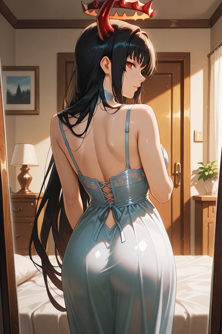 (secret:1.4), Glass room window at sunrise,Gazing into the distance,Sparkling Sapphire Ring,Plump dark skinned mother, 33 years old, Messy dark blue hair,Small breasts,Chubby,Big Ass,Light blue lace lingerie,A fantastical landscape with many space petals dancing, ((Top quality detailed perfect artwork concept art.))、Beautiful illustrations, pastel colour, Illustration Style,Realistic texture,realistic material,Watercolor,