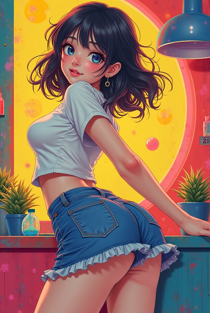high quality, masterpiece, mouna sucking lollipop,candybar, sour candy, sweets, sucking lollipops, sprinkles, berries, showing clevage, nipple poke,