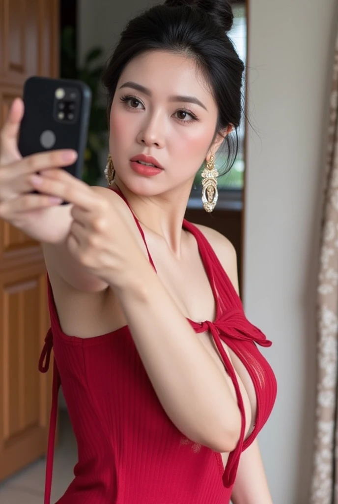 Araffe woman taking selfie in pink and blue outfit, sexy girl, Instagram model, The most beautiful Chinese model, sexy dress, 2 7 years, sexy :8, 2 8 years, Age 2 9 years, 22 years old, 21 years old, low cut dress, Tomorrow, Tran., Asian girl, jaw-dropping beauty