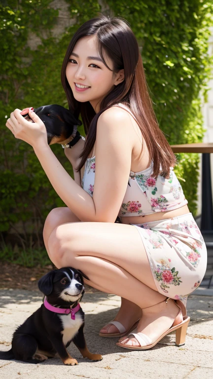 (RAW Photos, Highest quality),(Realistic,photo-Realistic:1.3),masterpiece,Very delicate and beautiful,Very detailed,CG,Unity,2k wallpaper,wonderful,In detail,A light smile,Very detailed,CG Unity 8k wallpaper,Large file size,Very detailedな,High resolution,Absurd,(Natural color hair,short hair),((Floating Hair NovaFrogStyle)),Beautiful detailed girl,Detailed fingers,Very detailed eyes and face,Beautiful and sophisticated nose,Beautiful details,Long eyelashes,Fuller lips,garden,Light on the face,25-year-old woman,View your audience,shame,Sexy look,(nsfw,Nipples:1.2,Short sleeve T-shirt,White T-shirt,Small T-shirt),((Very short mini skirt,Dark Red:1.3),(((Roll up the skirt yourself))),(I lifted it myself),((Very small panties:1.3)),((Browsing Caution,Sexy panties:1.2,Pink Panties,Just the right size panties:1.1,Camel Toe:1.2)),Pay attention to the panties,One Girl,Beautiful woman,young,Mature Face,(whole body:1.6),Realistic face,Realistic body,Beautiful thigh detail,