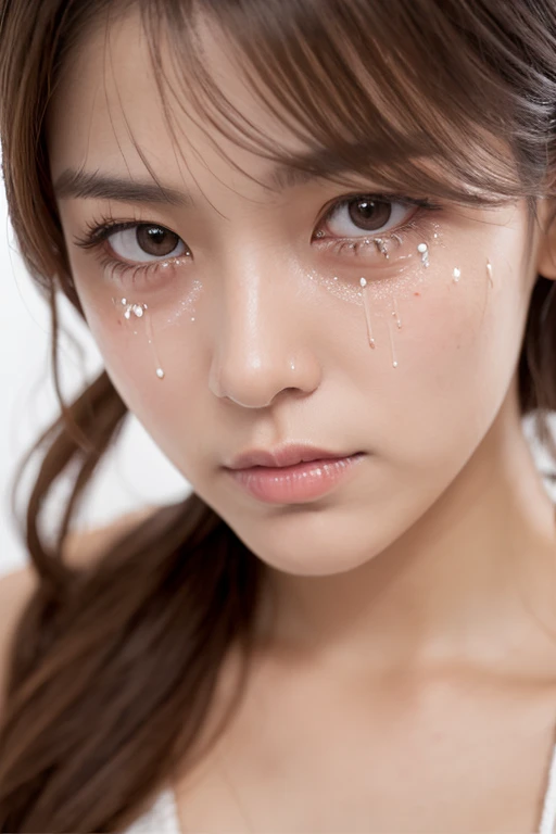 topless、Bottleless、Naked、Big eyes、Big black eyes、Drooping eyes、Completely naked、topless、beautiful breasts、normal breasts、bottomless、All naked、naked、No underwear、not wearing anything、short bob、loose curly hair、I was injured、bleed、endure the pain、A painful look、It hurts、I was scared、It was scary look、はAre crying、Are crying、I'm crying、It was scary、trembling、alone,  idol face,cute、18-year-old、Japanese、 delicate girl, Frank, Sophisticated, thin arms,  innocent eyes, cheek,   shiny pink lips、Keep your lips open、depth of field movie light、blurred background、目 focuokeh dof、professional lighting、soft light、(NSFW:1.1)、bodice subian、beautiful feet、asuka saito、body photo、standing、standing、injury,bleed、bodice subian、It was scary、はAre crying、I'm crying, on body,,standing、 masturbation, juice,saliva trace,body fluid、A painful look、hold back defecation、leaking、thin、traces of being attacked、