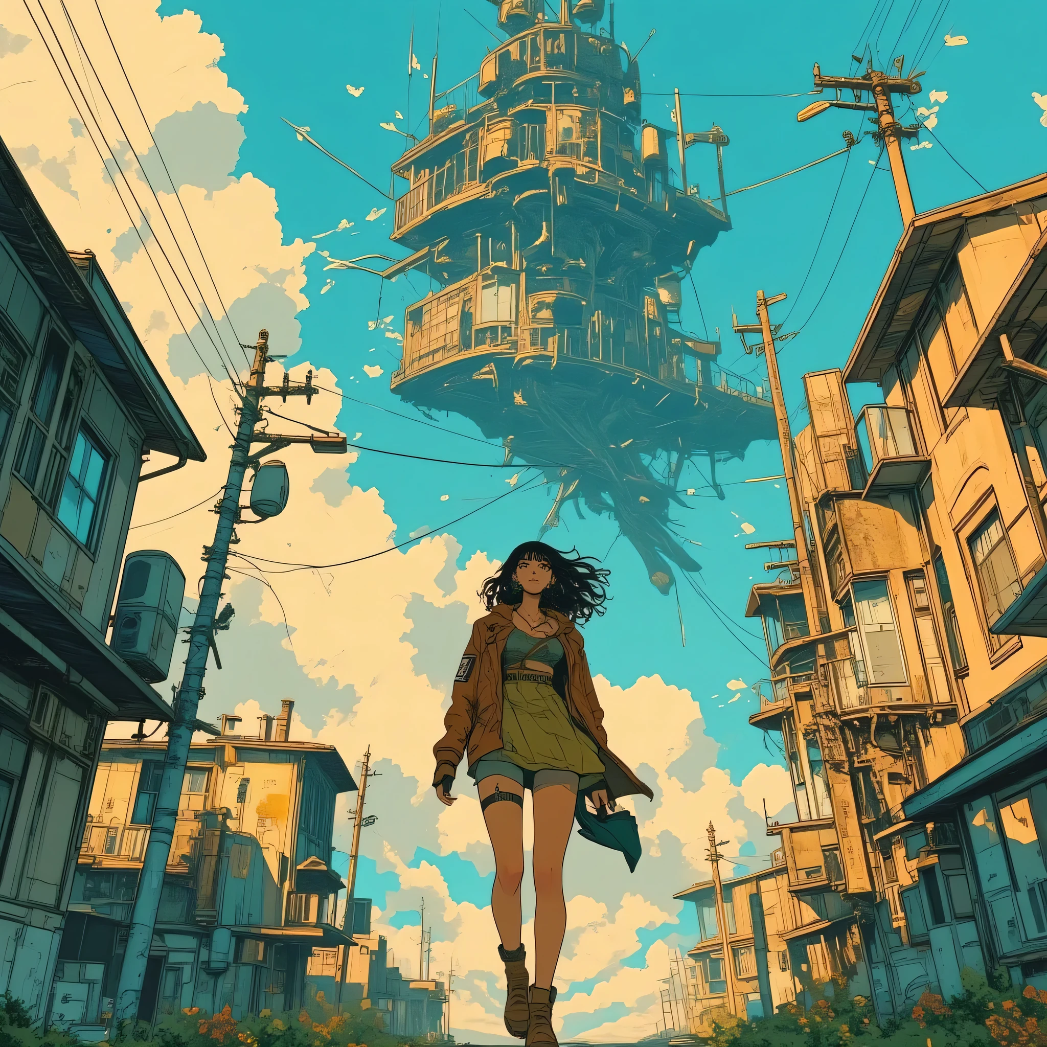 30-year-old woman、micro bikini、Big Breasts、 slum、abandoned house、Walking、Soft Skin、top quality、greatest masterpiece、 Sunny、Indo clouds、anatomically accurate、anatomically accurateな女性、perfect five fingers、dust、 defenseless、black hair、bun hair、smile、Halo、サイドにabandoned house、null、Sadness、Medium、cleavage、lighting、rubbish、steampunk、