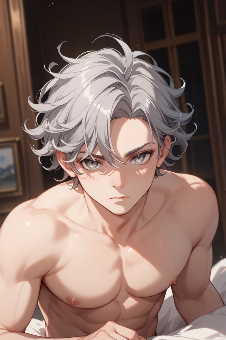 Cute naked muscular 18 year old boy with short wavy hair