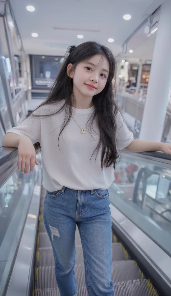 Japanese、12 year old girl、cute、baby face、、summer clothes、Are standing