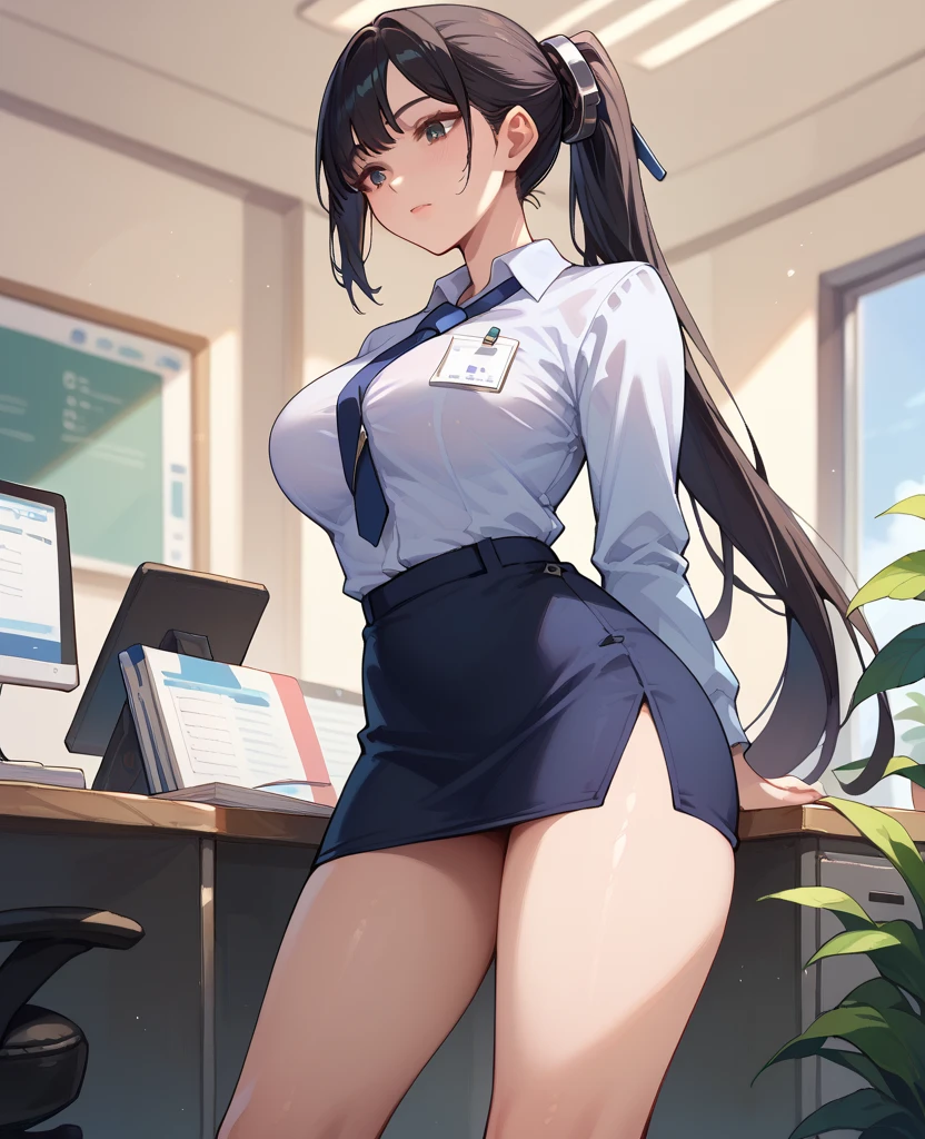 1girl, Table hump, rubbing the perineum, white shirt, pencil skirt, office, white panty, skirt lift, strap, a table, high ground, multiple boys,Liquid, Thought-provoking,, Masterpiece, Best Quality, Highly detailed, (From Bottom:1.1)