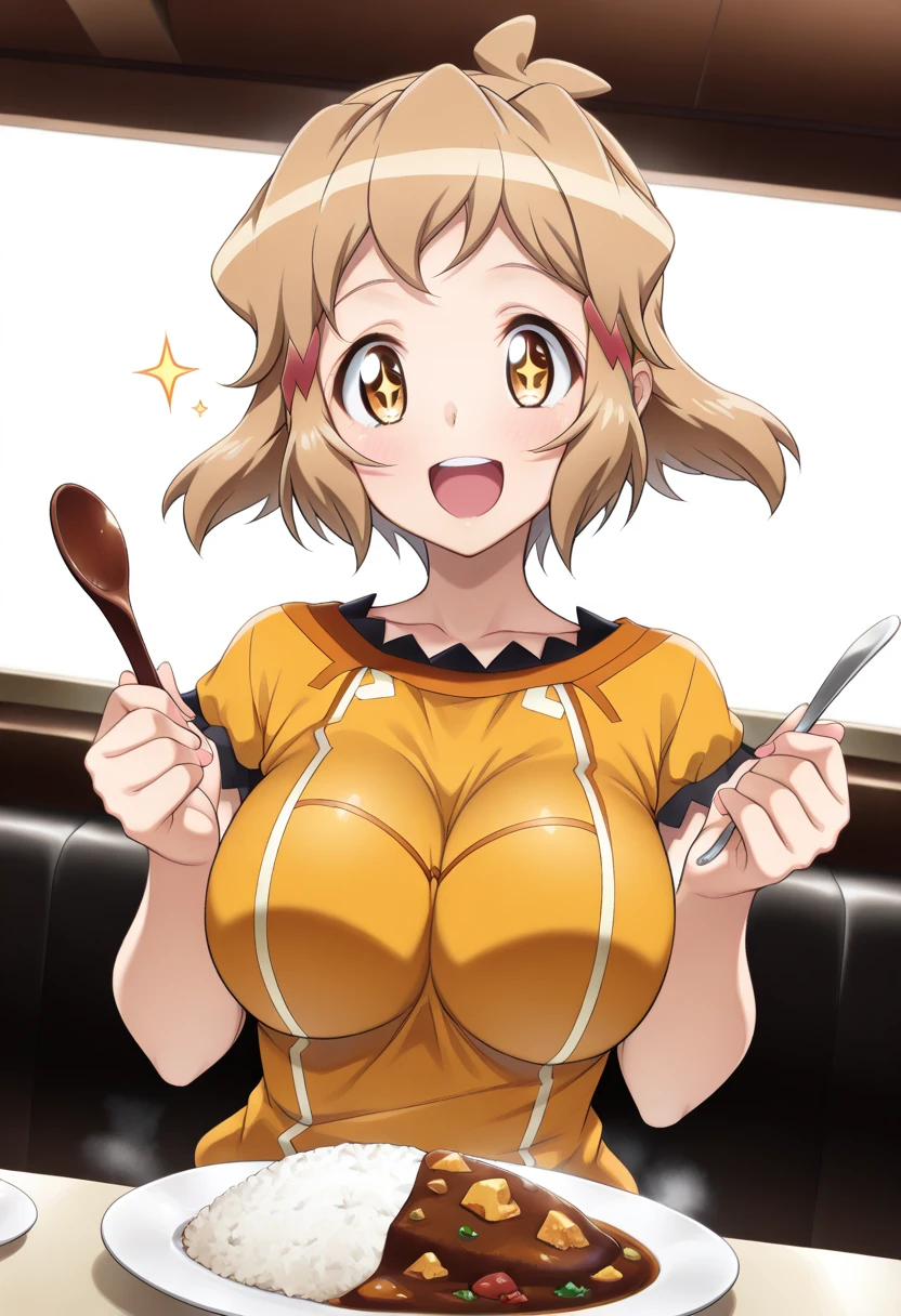 1girl,  nsfw, aletta, blonde hair, twintails, horns, green eyes, ,, large breasts, , empty eyes, large breasts, nipple, Cafeteria, frozen, (Sweating profusely, Love juice, Wet Woman, female ejaculation), crying, Naked, (1girl) Peeing, lactation, projectile lactation