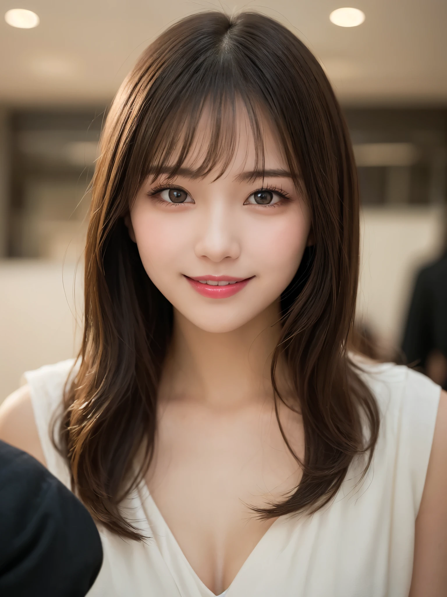 highest quality, Soft Light,超High resolution, (Realistic:1.4), RAW Photos,Tabletop, highest quality, figure, Super detailed, In detail, High resolution, 8k wallpaper, Perfect dynamic composition, Beautiful fine details, dress,Medium Hair, , Natural color lip, Random sexy poses,smile,Osaka,20-year-old girl,cute,The whole body is visible,Nipples are visible