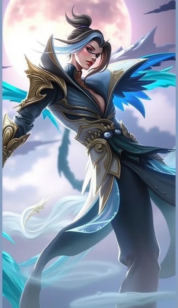 (masterpiece), (best quality), realistic, cinematic light,  boy, (1 boy), solo, serene plume, cool pose, battlefield background, perfect body, blue eyes, black hair