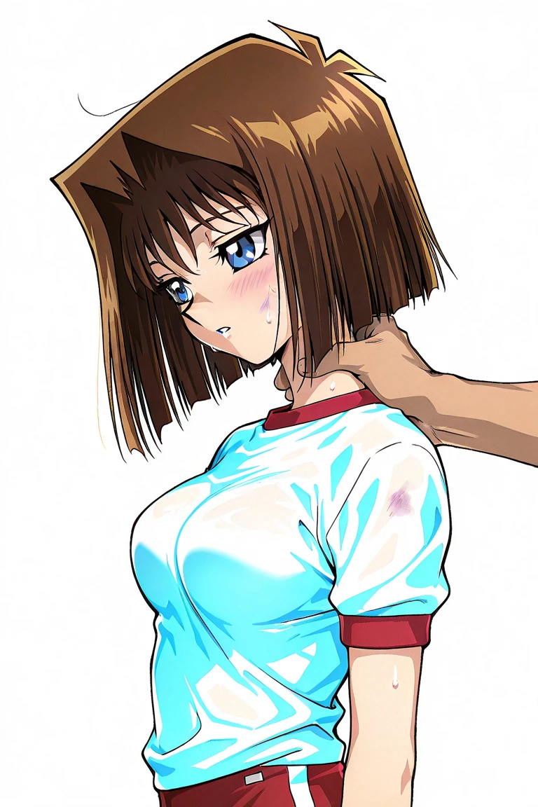 hug, Elegant lady, (upper body only), anime style: 1.8, anime drawing, ultra detailed face, ultra detailed body, 4k, Sumergai Lee Noriega, (standing), best quality, anime style, hires, highest definition, digital blending, bold drawing lines, ((wwe diva), (location: wwe arena, crowds watching), ( slim body, long belly, (little biceps), , off-shoulders, closed fists, (curvy: 2.8)), ((topless, nipples, white gloves, collar, arm protector)), victorious, winner, gentle, (pale skin, big breasts, smile), (big eyes, brown eyes), (clapping), (brown hair, loose hair, curly hair, wavy hair, long hair, missy hair), 27 years old,