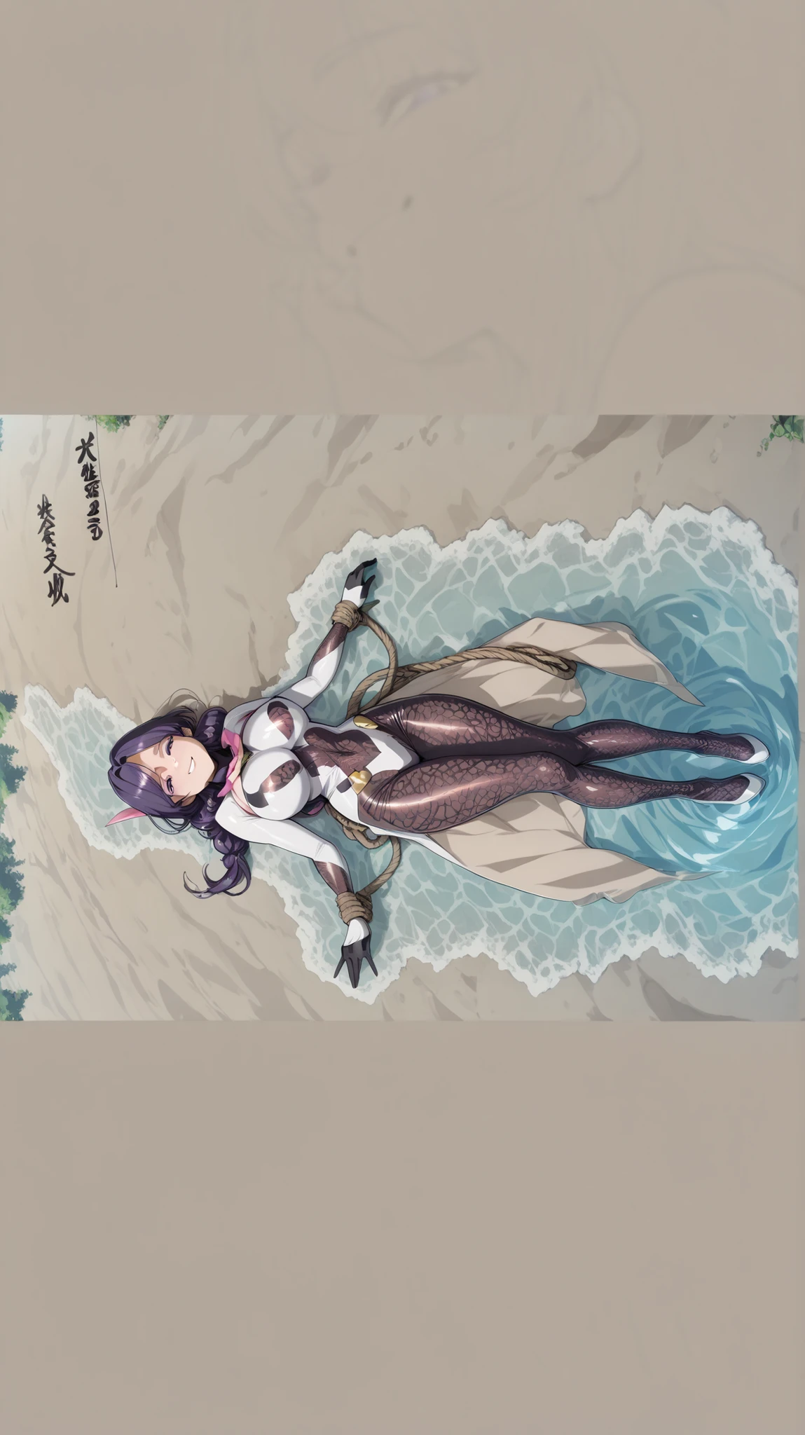 8k_wallpaper, extremely detailed eyes, extremely detailed body, (large masterpiece digital art), (detailed manga illustration), (detailed line art), ((perfect anatomy)), (intricate details:1.3), (ultra-detailed:1.3), (illustration:1.3), (sharp focus:1.3), (natural lighting:1.05), (vivid colors:1.3), (masterpiece), best quality, expressive eyes, perfect face, 1 girl, breasts, cleavage, gloves, huge breasts, swimsuit, bikini, purple bikini, detailed {{blue hair}}, medium hair, messy hair, (gray eyes), hourglass physique, sarong , dynamic pose, huge ass, dynamic lighting, beach background, sunglasses,