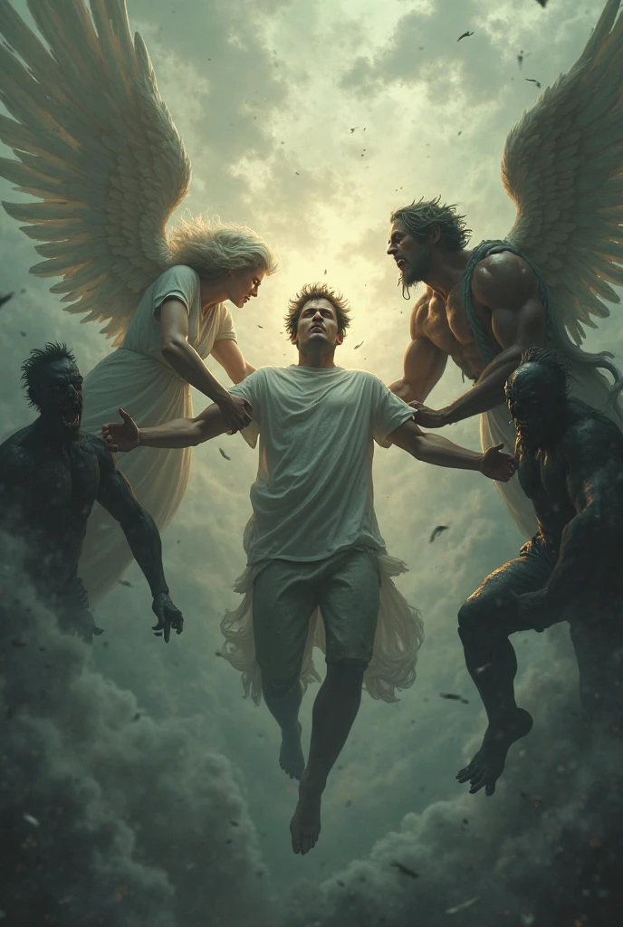 A representation of Lazarus' death, with angels carrying him to Abraham's side.