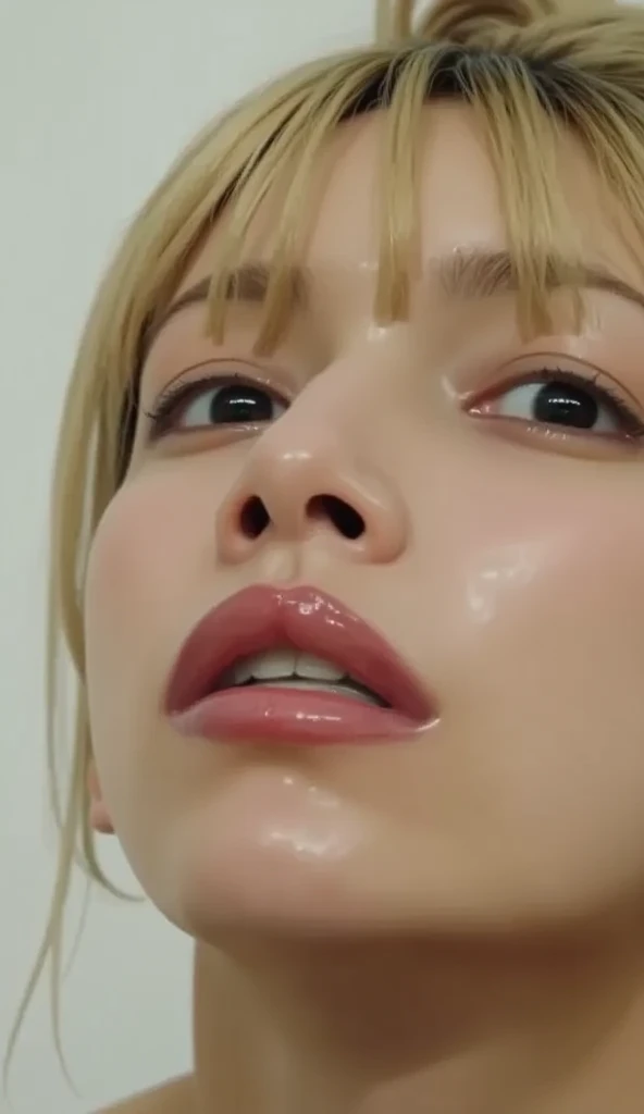 (Highest quality, 4K, 8k, High resolution, masterpiece:1.2), Very detailed, (Realistic, photoRealistic, photo-Realistic:1.37)、smile、Blonde、Japanese、Black halter neck sleeveless、(((Bukkake)))、Lips parted,