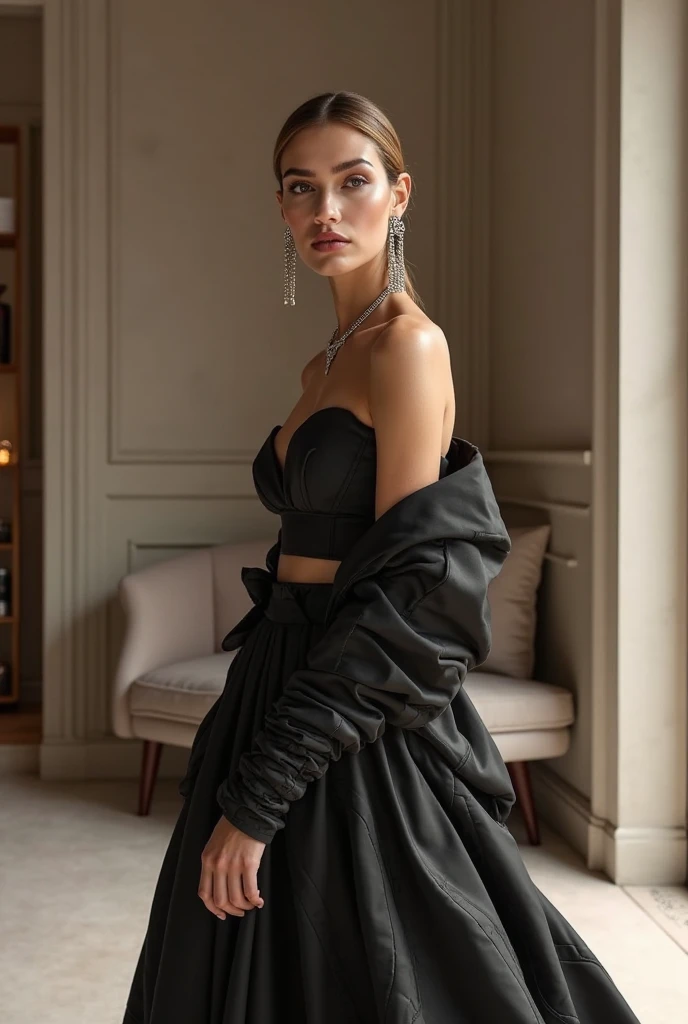Award-winning photo by slim Aaons of Beautiful Instagram model dressed in fashion, sharp, magic realism