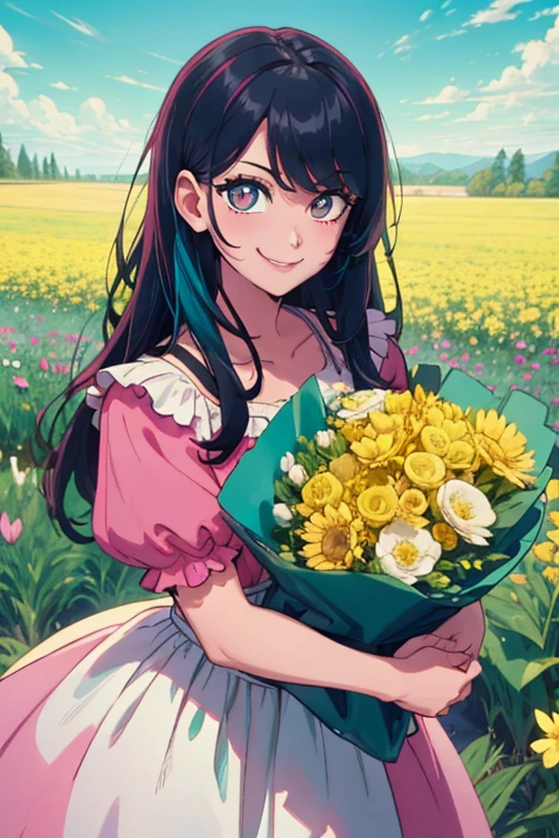 (from below:1.2),(from side:0.9), ((Face)), (Close-Up:0.4), ((looking at viewer, holding a bouquet)), highest quality、(real、photorealistic:1.4)、(RAW photo:1.2),highest quality,(masterpiece),(((Whole body image))),(a 18yo girl), (Highly detailed face),Slightly round face, (Tan brown face:1.0), Boyish beauties, beautiful face, Beautiful lips,Baby Face,(Black gal:1.0),(Big eyes),((black,hair,long pony tail hair)),thin pubic hair,cute,lovely,(strong silver hair:1.2),(blunt bangs),(Brown skin:1.0),(Military uniform, bulletproof jacket),nice companion,delicate body、thin legs,beautiful black dress,black gloves, black thighhighs, white panties,(double breasted,under bust:1.2),(Knife in one hand:1.3),in the forest,In the jungle,Woman in survival mode,Sexy thighs,Heat,Sweat heavily,Tropical forests,During a break,sit cross-legged on the ground,The way the light shines is beautiful, Beautiful buttocks,(with sparkling eyes and a contagious smile),little open mouth,