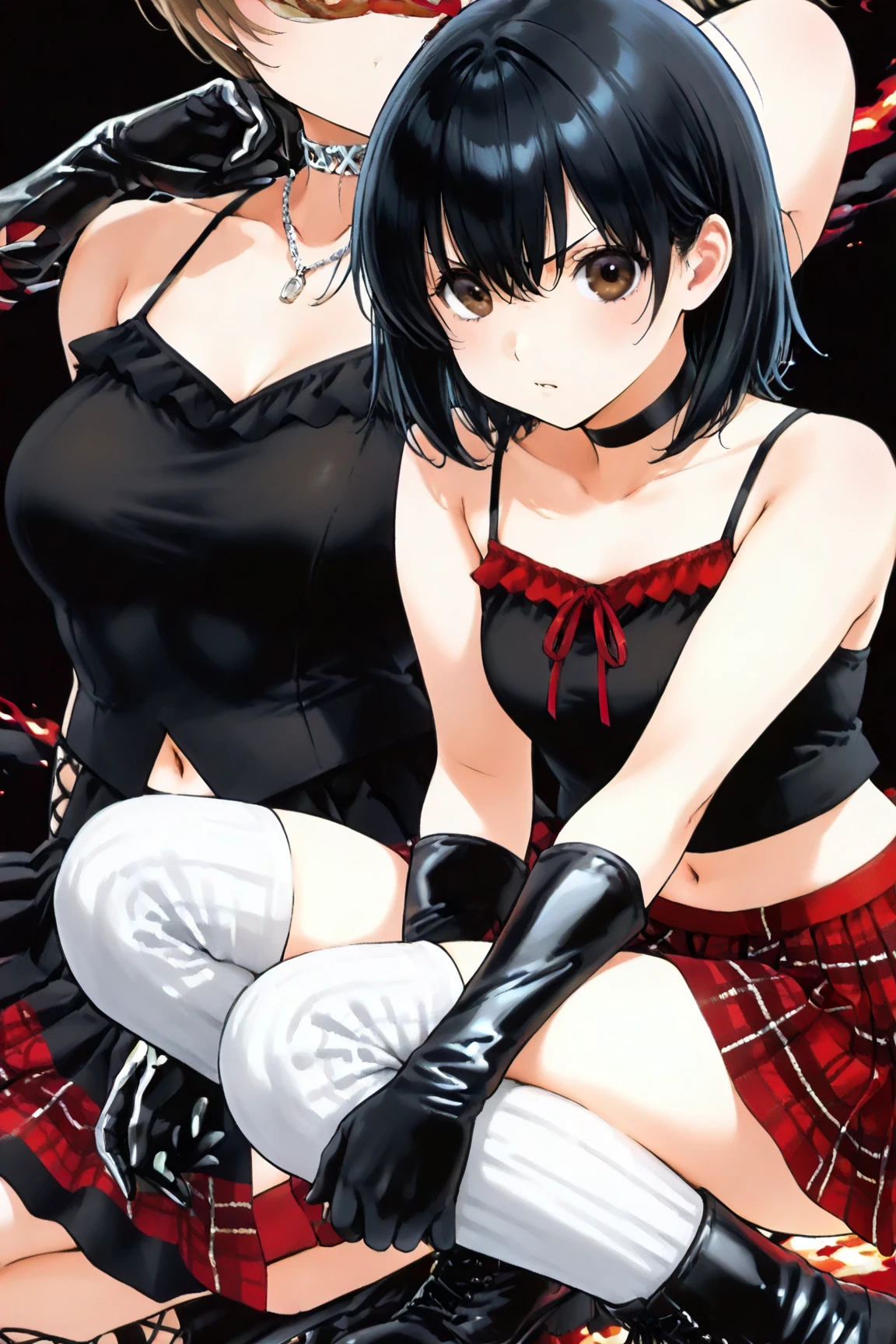 Boy crossdress, crossdress, boy wear leotard, black short hair, black eyes, blush, pink lips, small breasts,