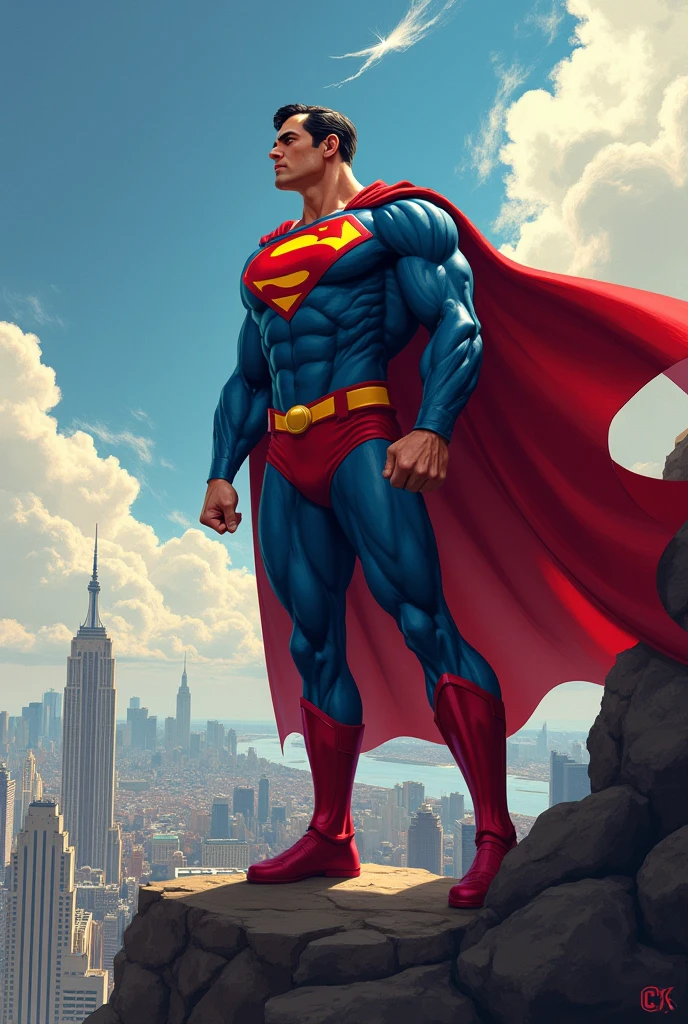 superhero looking down from aside