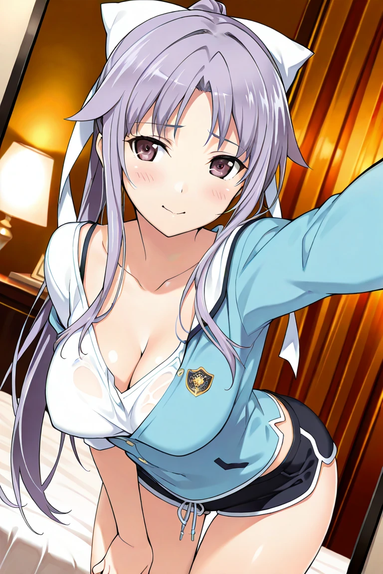 show off ,toplessreasts,masterbest quality, highly quality ,Maya-Natsume-KJ, open mouth, cleavage, very long hacket, blazer, ahoge ,