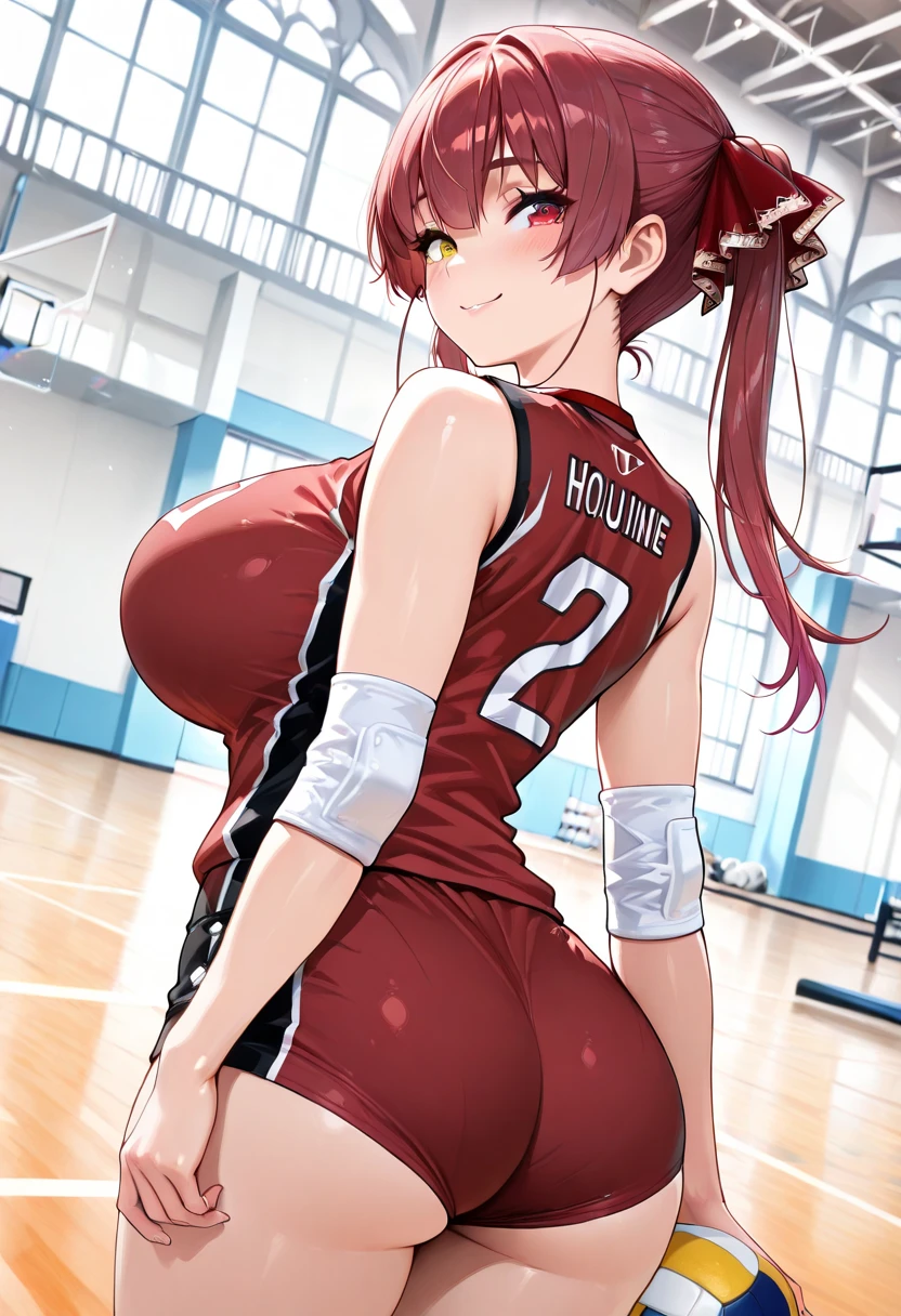 (8K,Highest quality,masterpiece:1.2),(detailedな瞳),(detailed),(detailedな手指),High quality CG Unity 8k Huge file size,Two arms、Two hands、Ultra fine,High resolution,Beautiful Eyes,woman、Ray Tracing,Dramatic Shadows,delicate,Hyper Detail,((Volleyball Player))、Bloomers、Red Hair Long Hair、gigantic breast、Big Ass、Big thighs、(Very wet)、Cowboy Shot、Blushing、(Facing the front of the body)、((squat))、very hot、Sweat a lot、(((White Breath)))、(((Haa)))、Embarrassing、((View your viewers))、((Spread your legs wide))、(Keep your hands behind your head)、Open your mouth vertically a little、(I can see my belly button)、(Show your side)、Composition looking up from a little below.