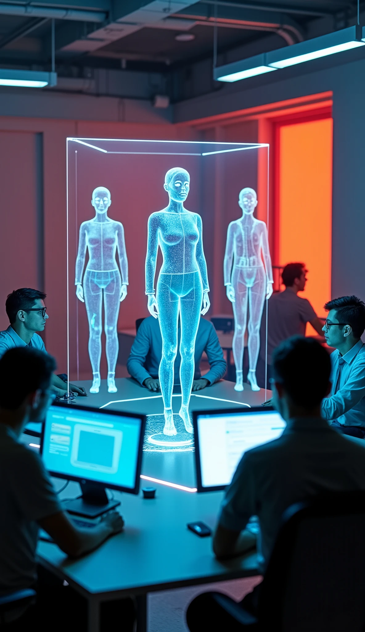 (Very Realistic):1.5, Company employees in a meeting room discussing, perfect anatomy, hidden hands, Graphs on a screen, 8k, HD